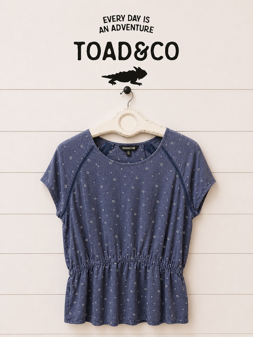 TOAD&CO Blue Printed Peplum Top – Size L